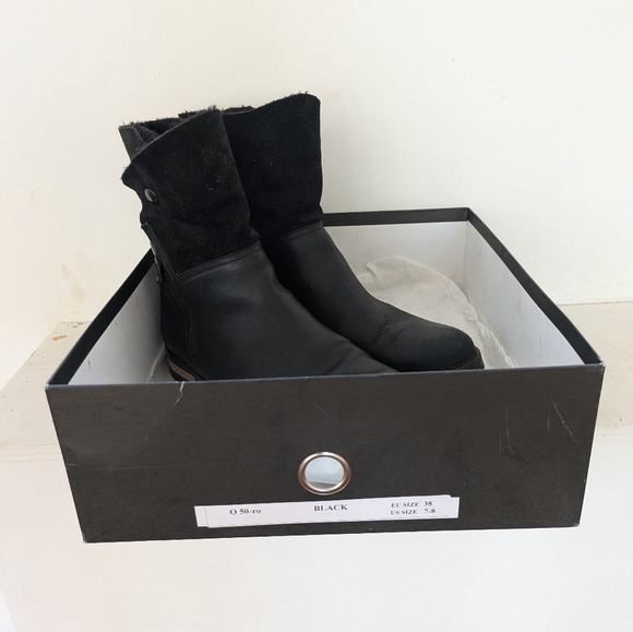 Fabianelli Italian Made Leather Side zip Shearling Lined Ankle Boots sz 38 7 1/2 - Picture 10 of 14